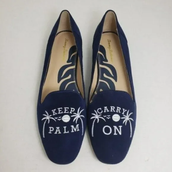 Tommy Bahama Blue Keep Palm Carry On Flats Sz 10 - Picture 2 of 7